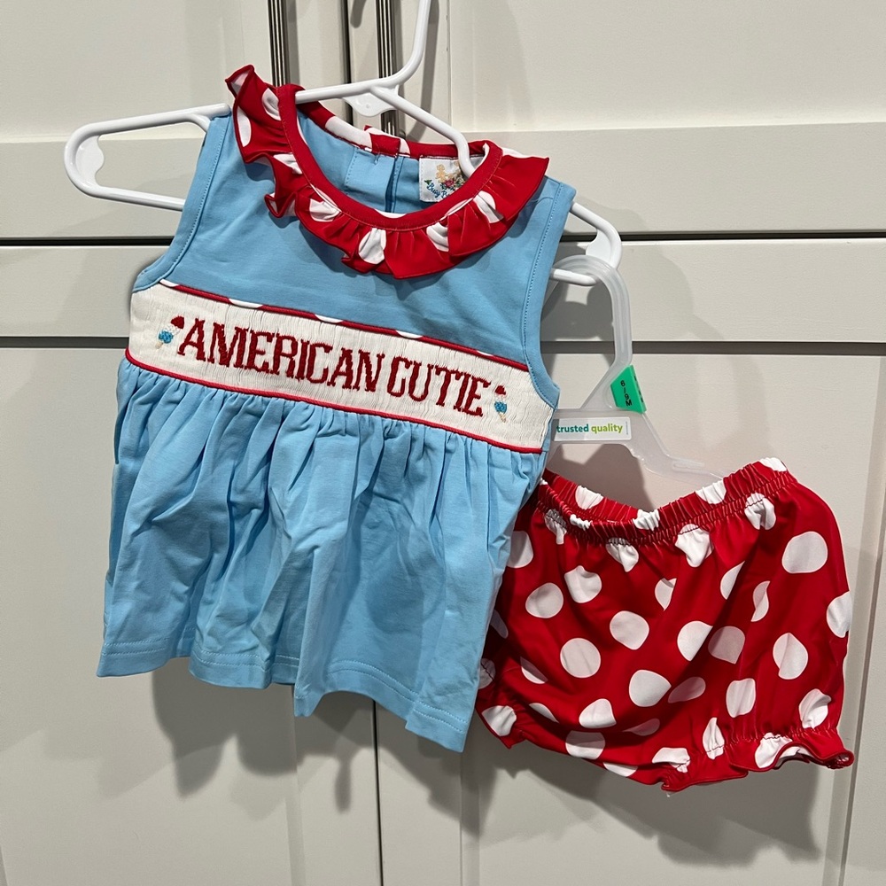 Bomb Pop Smocked Bloomer Set by Busy Bees